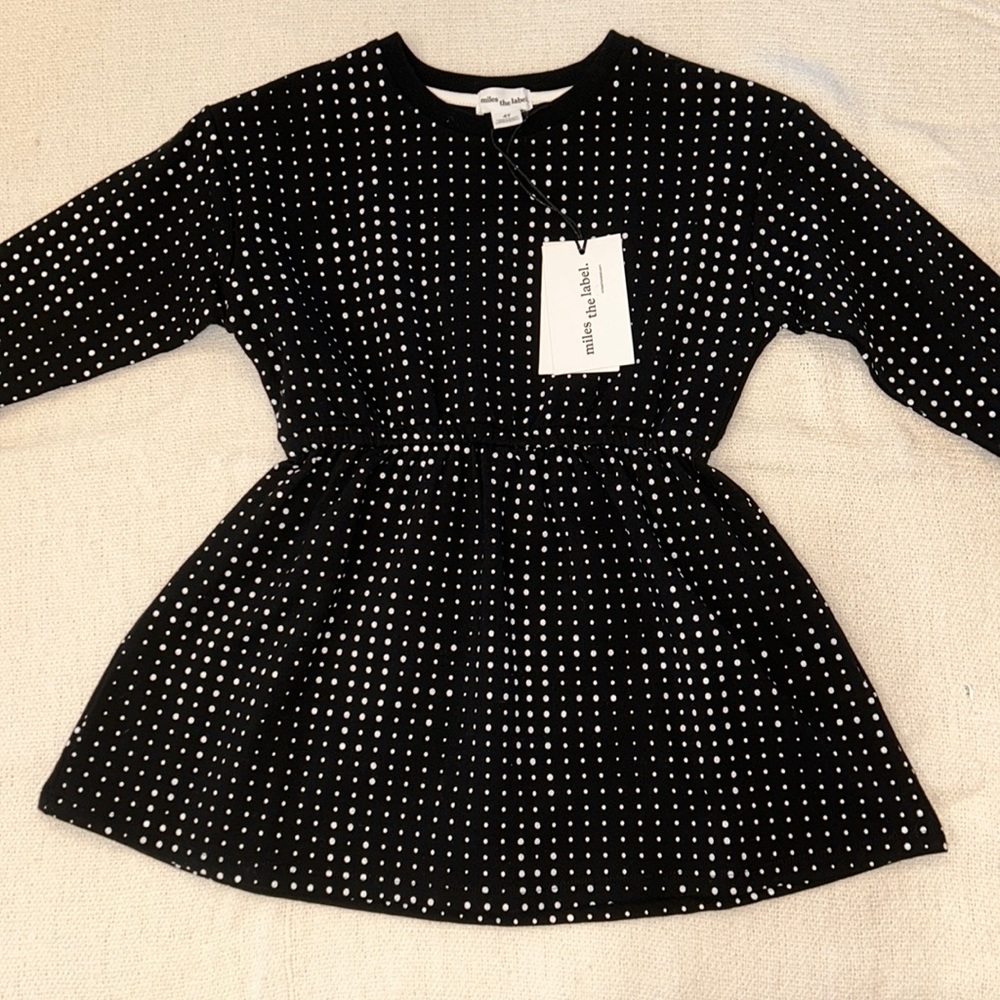 Miles the Label black dotted dress size 4 NWT